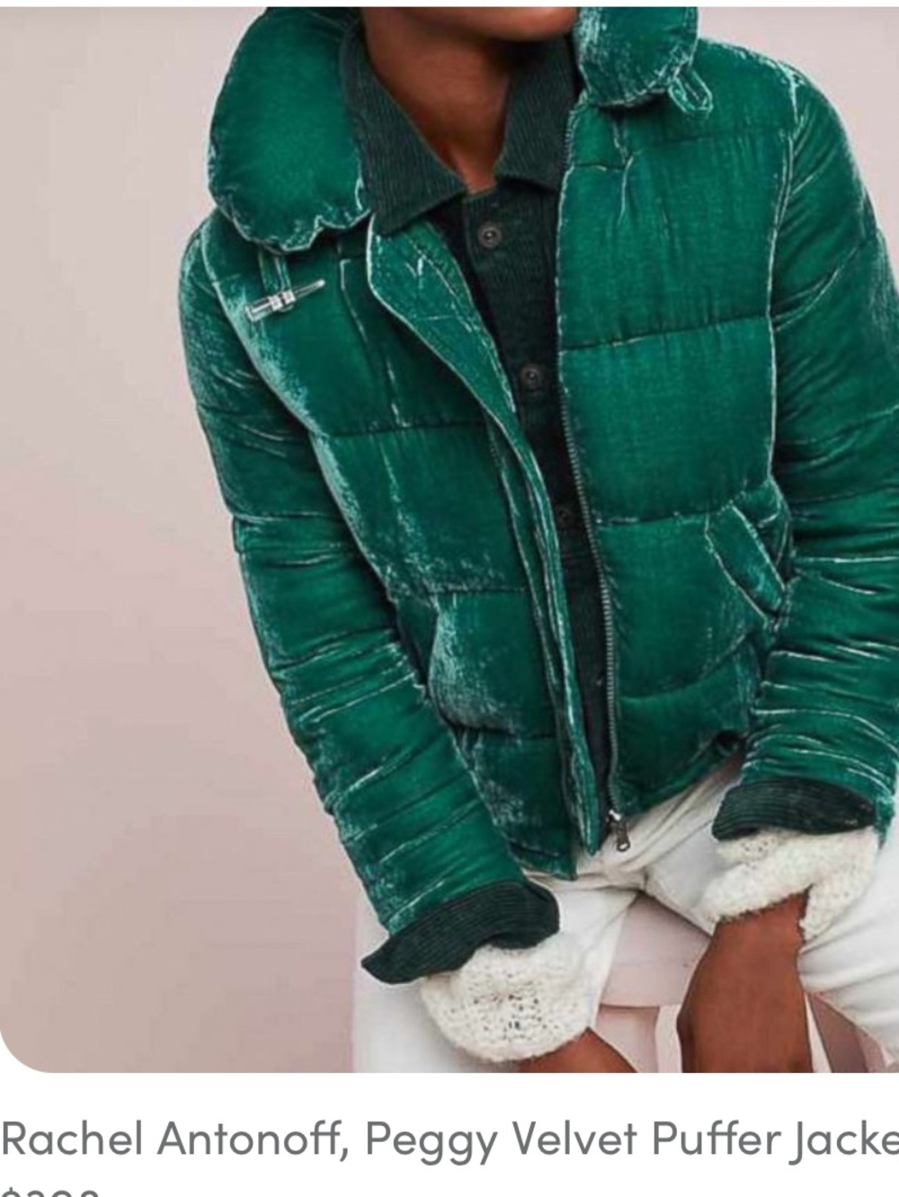 Emerald Green Velvet Puffer Jacket Anthropologie - Picture 11 of 11